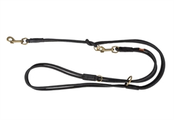 Pure justerbar hundesnor - rundsyet læder - S 2m 10mm - Sort